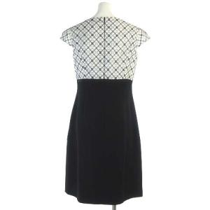 TOCCA 18SS ワンピース ひざ丈 半袖 刺繍 ビーズ スパンコール ドッキング ホワイト ブラック