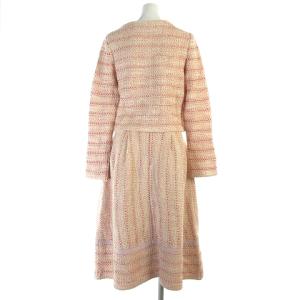 TOCCA 20SS セットアップ スーツ ジャケット ノーカラー スカート ひざ丈 フレア ツイード ピンク