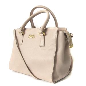Salvatore Ferragamo ガンチーニレザーハンドバッグ ベージュ
