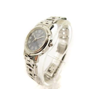 HERMES ビンテージ Clipper CL4210 腕時計 クオーツ デイト ステンレス ブルー シルバー