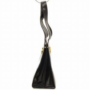 CELINE ビンテージ ハンドバッグ ターンロック ロゴ 金具 無地 レザー ブラック