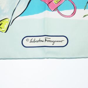 Salvatore Ferragamo シルク総柄スカーフ ライトブルー
