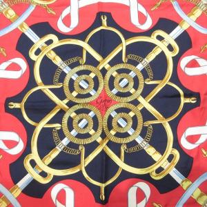 HERMES pellier ペリエ カレ90 スカーフ ベルト 大判 赤