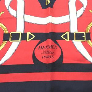 HERMES pellier ペリエ カレ90 スカーフ ベルト 大判 赤