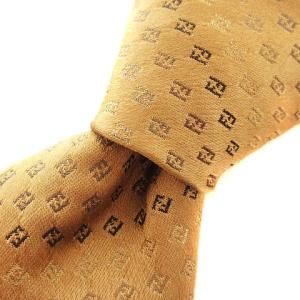 美品 ネクタイ レギュラータイ ズッカ柄 シルク 総柄 ブラウン