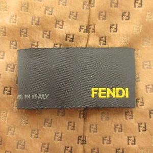FENDI 美品 ネクタイ レギュラータイ ズッカ柄 シルク 総柄 ブラウン