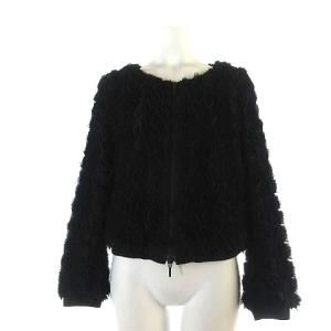 花モチーフノーカラージャケット 36 ブラック 