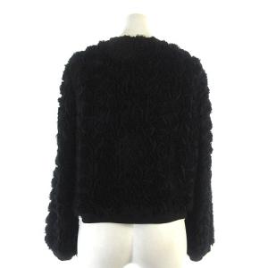 GRACE CONTINENTAL 花モチーフノーカラージャケット 36 ブラック 