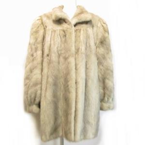 銀サガ 毛皮 ファーコート ハーフ サファイアミンク ファー 装飾ボタン F グレー