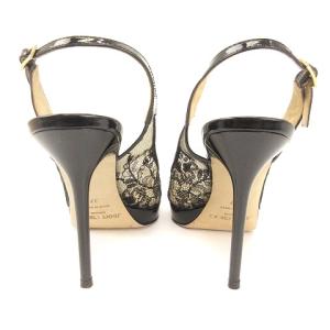 JIMMY CHOO アンクルストラップ花柄レースパンプス 37 ブラック