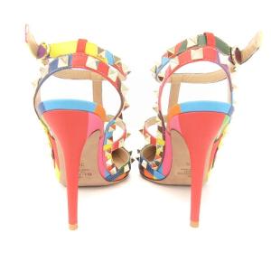 VALENTINO GARAVANI パンプス ピンヒール アンクルストラップ ロックスタッズ レインボー 23.5cm
