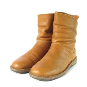 JURGEN LEHL ショートブーツ プレーントゥ カウレザー 本革 ルーズ J0143ESH21 キャメル