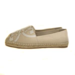 TORY BURCH ポピーキャンバス エスパドリーユ シューズ スリッポン ロゴ 74032 ベージュ 7.5