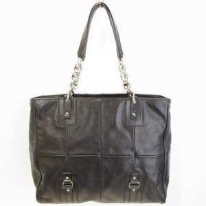 Salvatore Ferragamo ヴァラ レザー ハンドバッグ トートバッグ チェーンバッグ 黒