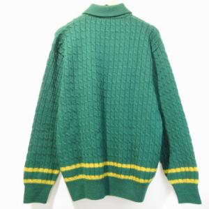 VALENTINO GARAVANI タグ付き プルオーバー ニット セーター ハーフボタン ケーブル 襟付き グリーン