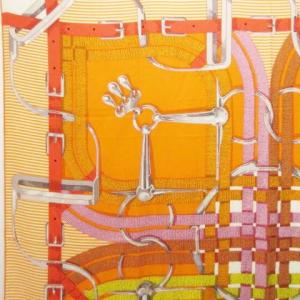 HERMES ショール カレ 140 Mors a Jouets Chemise スカーフ カシミヤ シルク