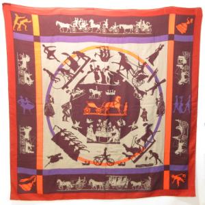 HERMES ショール カレ 140  JEUX D'OMBRES 影絵遊び カシミヤ シルク マルチカラー