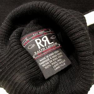 RRL ヴィンテージ ニット セーター 長袖 ラグラン タートルネック ウール100％ ライン 黒 ブラック L トップス OMT