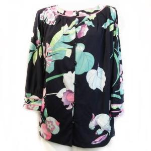 FASHION カーディガン 花柄 M 紺