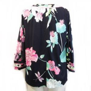 LEONARD FASHION カーディガン 花柄 M 紺