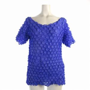 IM14FJ904 ブラウス 半袖 プルオーバー プリーツ シワ加工 ブルー系 2