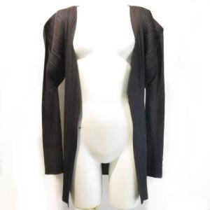PLEATS PLEASE ISSEY MIYAKE イッセイミヤケ 美品 カーディガン プリーツ ネイビー ブラック 3 約L 0331 ECR15