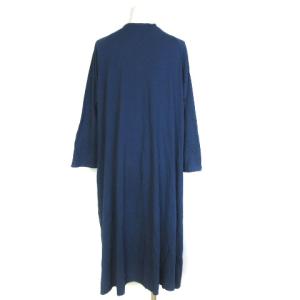 JURGEN LEHL カシュクール ロングワンピース リネン混 長袖 ネイビー M
