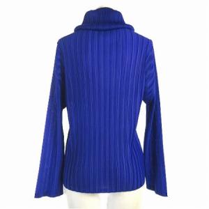PLEATS PLEASE ISSEY MIYAKE イッセイミヤケ タートルネックカットソー プリーツ 長袖 無地 3 ブルー 