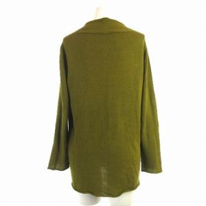 JURGEN LEHL 美品 ニット サマー セーター 長袖 プルオーバー Vネック リネン混 コットン 無地 グリーン系 M トップス