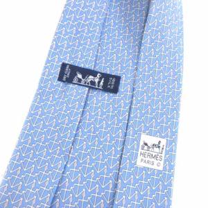 HERMES ネクタイ マリン 碇 総柄 シルク ブルー