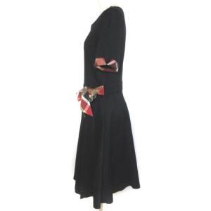 BLUE LABEL CRESTBRIDGE 20SS ワンピース ひざ丈 半袖 ウエストマーク クレストブリッジチェック リボン ブラック