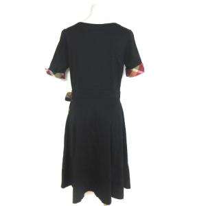 BLUE LABEL CRESTBRIDGE 20SS ワンピース ひざ丈 半袖 ウエストマーク クレストブリッジチェック リボン ブラック