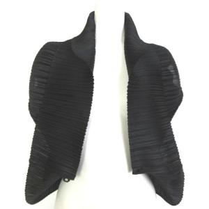 イッセイミヤケ プリーツ カーディガン ボレロ フレンチスリーブ ショール 2WAY ブラック