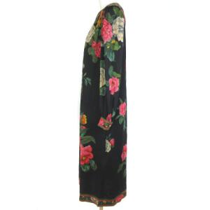 LEONARD FASHION 花柄ロングワンピース M ブラック 