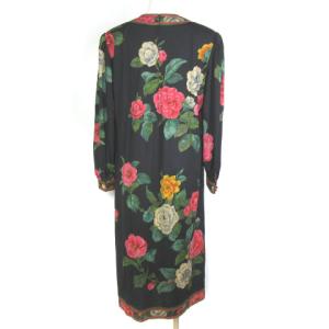 LEONARD FASHION 花柄ロングワンピース M ブラック 