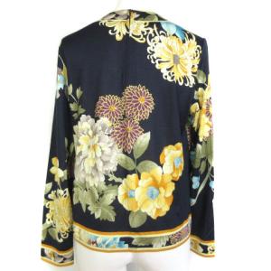 LEONARD FASHION 長袖 カットソー ブラウス 花柄 ウール シルク ブラック M