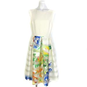 17SS ノースリーブ花柄ワンピース 38 アイボリー