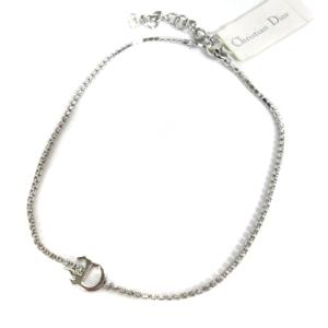 Christian Dior チョーカー ネックレス Dロゴ ラインストーン シルバー SMV