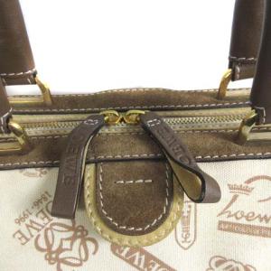 LOEWE 160周年 アニバーサリー ボストンバッグ ハンドバッグ キャンバス レザー ロゴ ベージュ 茶