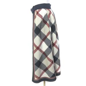 BLUE LABEL CRESTBRIDGE 近年モデル スカート ひざ丈 チェック シフォン ウエストマーク ネイビー グレー グレージュ 38