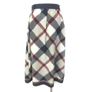 BLUE LABEL CRESTBRIDGE 近年モデル スカート ひざ丈 チェック シフォン ウエストマーク ネイビー グレー グレージュ 38