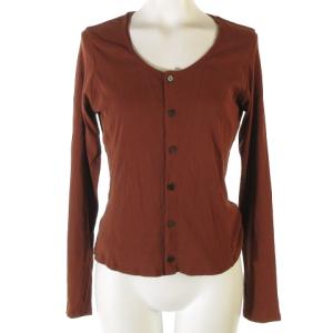 美品 アンサンブル カーディガン 長袖 前開き ボタンフライ カットソー ノースリーブ ブラウン