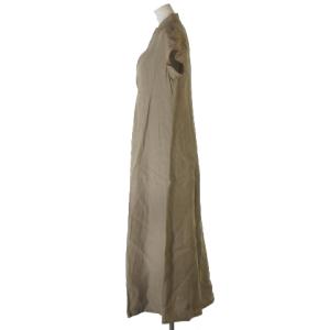 JURGEN LEHL 美品 シャツワンピース 半袖 ロング フレア 無地 リネン J0182FA942 グレージュ M