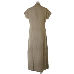 JURGEN LEHL 美品 シャツワンピース 半袖 ロング フレア 無地 リネン J0182FA942 グレージュ M