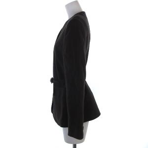 EMPORIO ARMANI ノーカラー ジャケット 総裏 ベルト付き ウール ブラウン 40