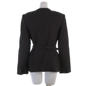 EMPORIO ARMANI ノーカラー ジャケット 総裏 ベルト付き ウール ブラウン 40