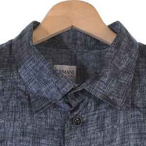 ARMANI COLLEZIONI LCSM0L シャツ 総柄 シルク L ネイビー