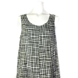 JURGEN LEHL ノースリーブワンピース ロング チェック コットン L グレー
