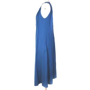 JURGEN LEHL ノースリーブワンピース ロング ギャザー フレア M ブルー