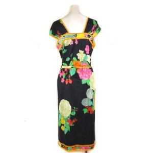 LEONARD FASHION ノースリーブワンピース ひざ丈 総柄 紺 M